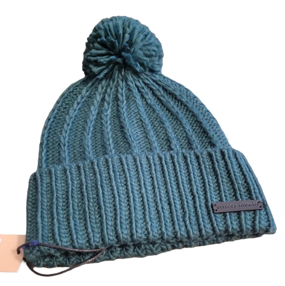 NWT Rebecca Minkoff Ribbed Beanie with Pom Pom